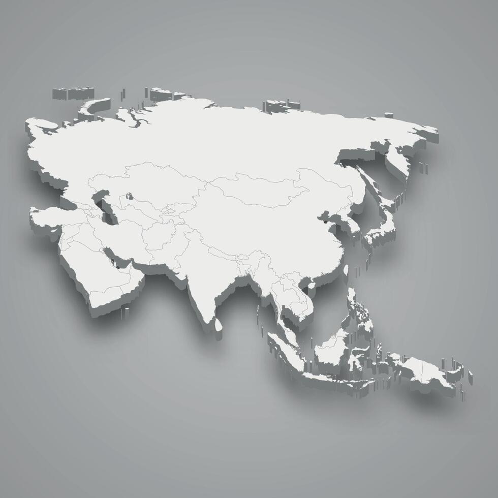 Ásia 3d mapa. vetor ilustração