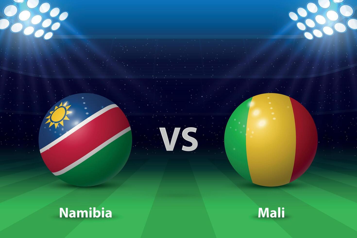 Namíbia vs mali futebol placar transmissão gráfico vetor