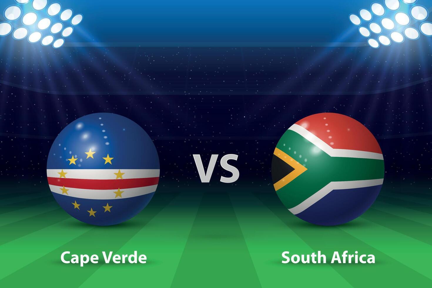 capa verde vs sul África. Nocaute etapa África 2023, futebol placar vetor