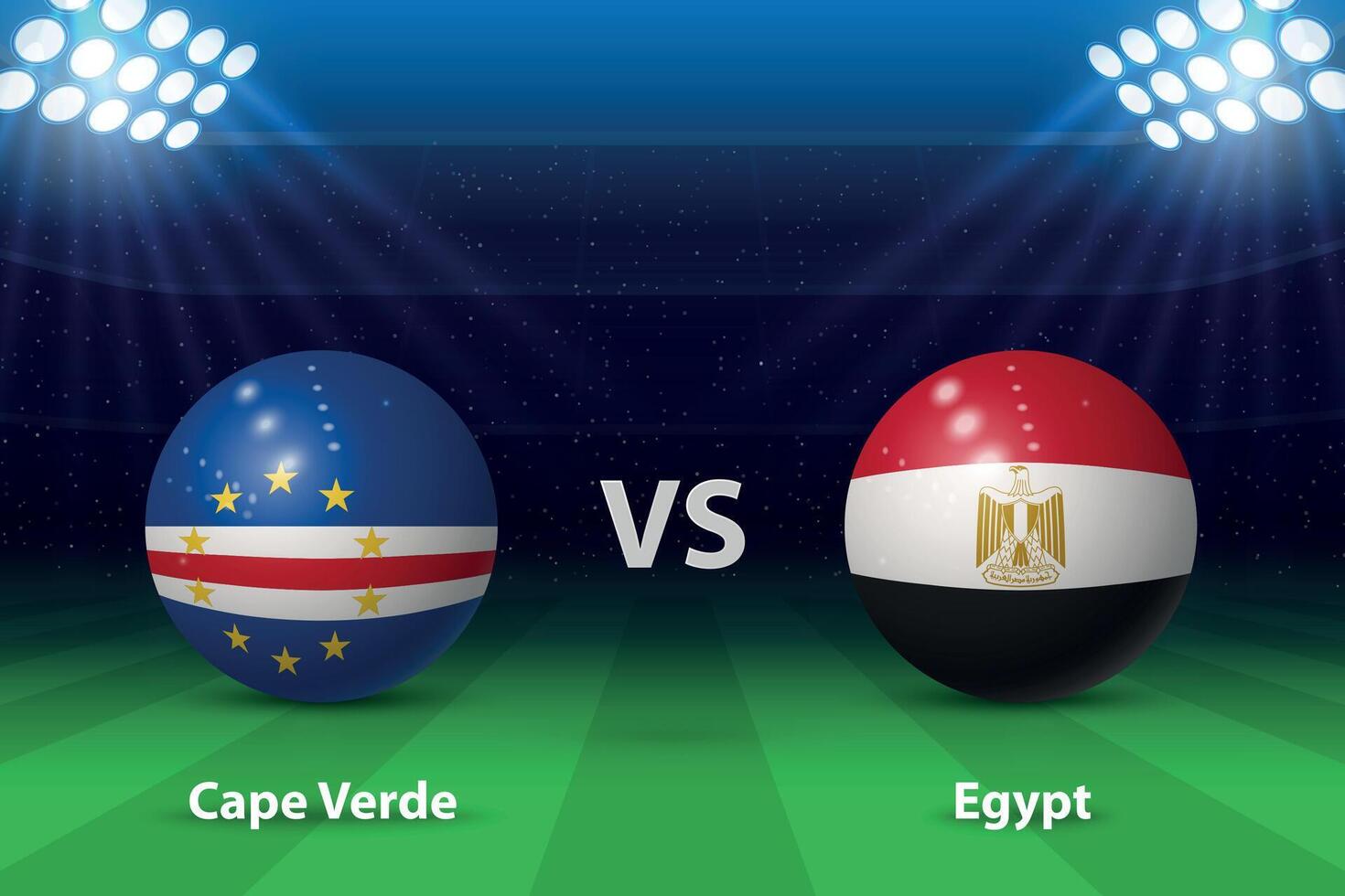 capa verde vs Egito futebol placar transmissão gráfico vetor
