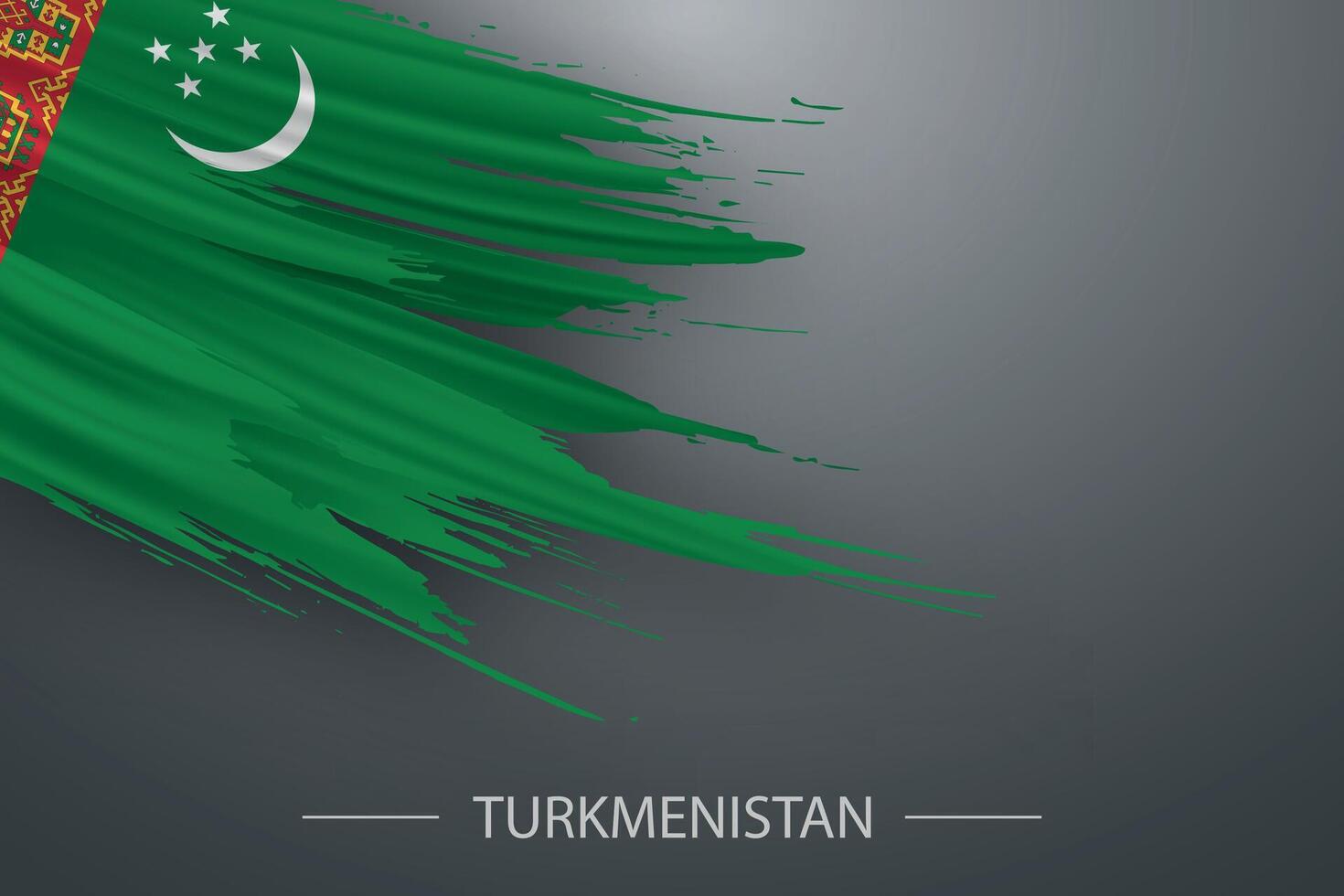 3d grunge escova acidente vascular encefálico bandeira do Turquemenistão vetor