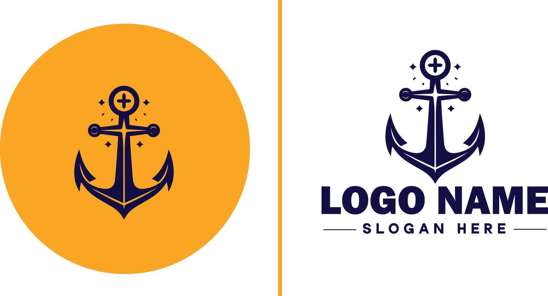 âncora logotipo ícone vetor para navio iate luxo marinho âncora ícone logotipo modelo