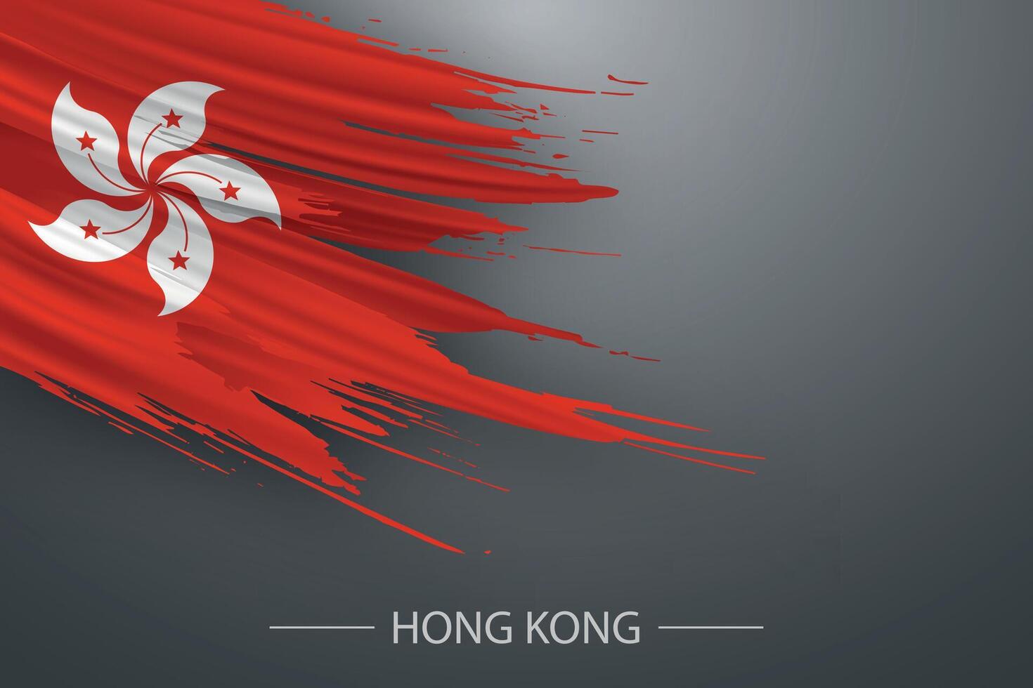 3d grunge escova acidente vascular encefálico bandeira do hong kong vetor