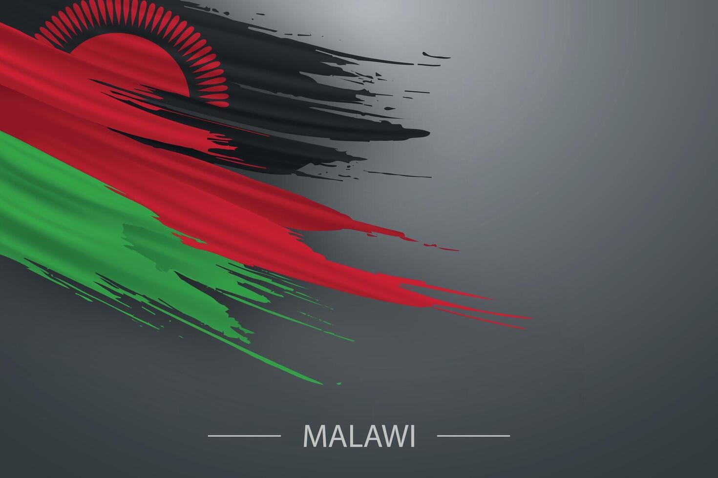 3d grunge escova acidente vascular encefálico bandeira do malawi vetor
