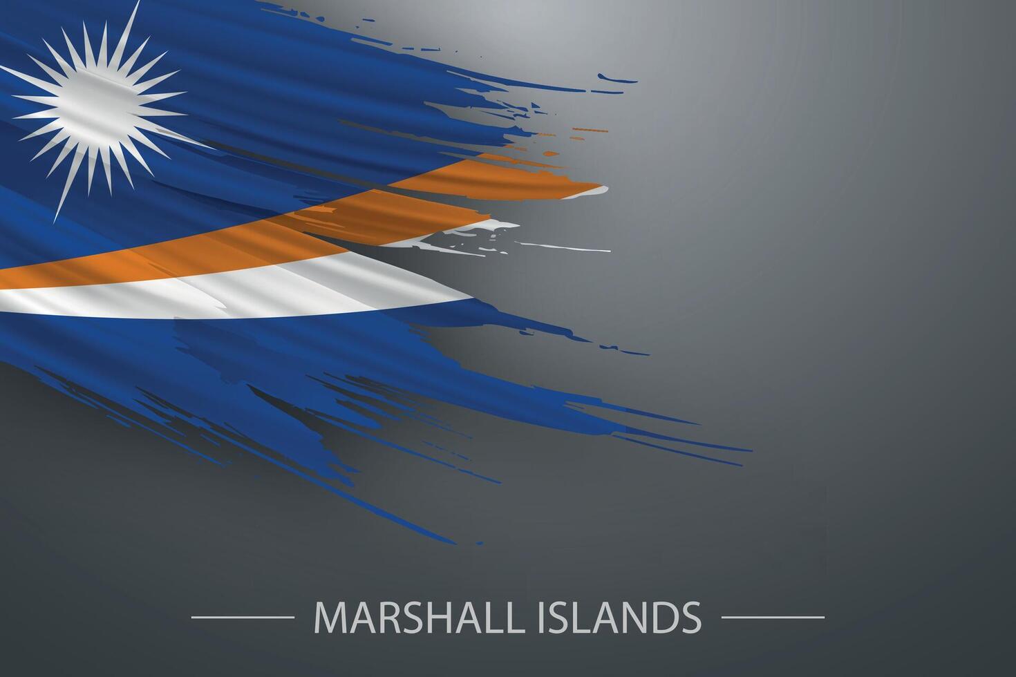 3d grunge escova acidente vascular encefálico bandeira do marechal ilhas vetor