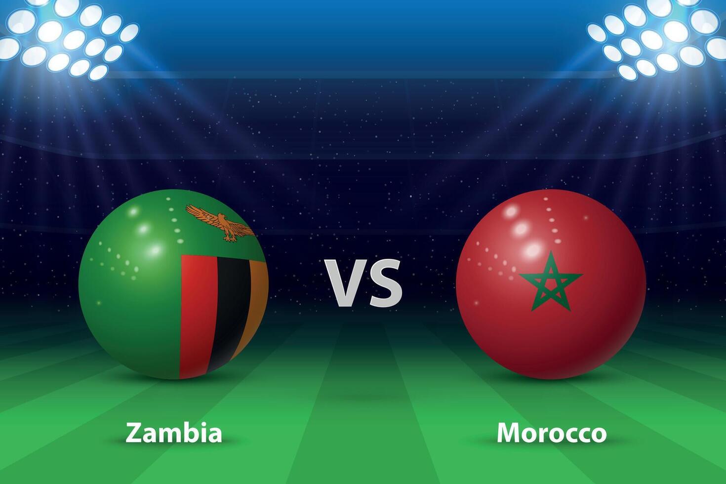 Zâmbia vs Marrocos futebol placar transmissão gráfico vetor