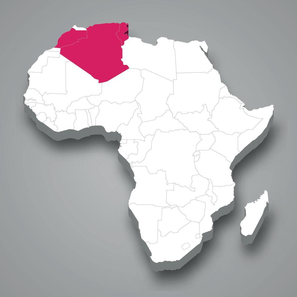 francês norte África localização dentro África 3d mapa vetor