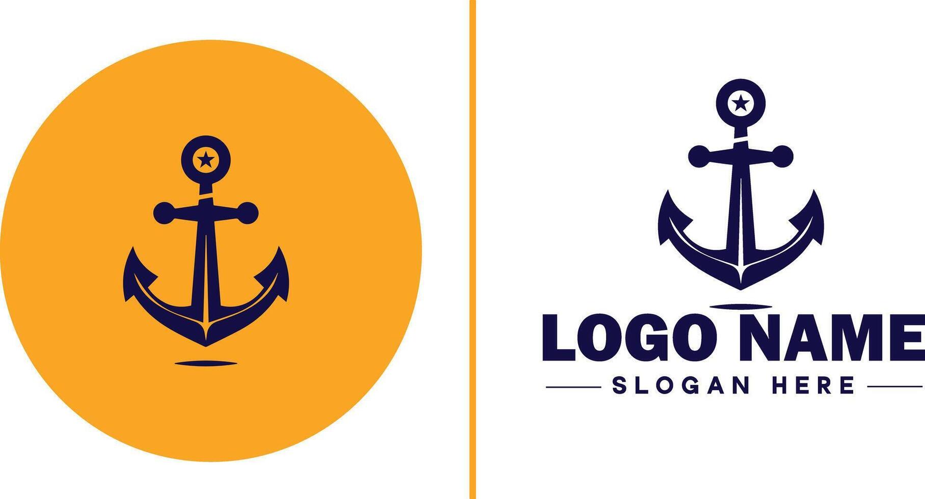 âncora logotipo ícone vetor para navio iate luxo marinho âncora ícone logotipo modelo