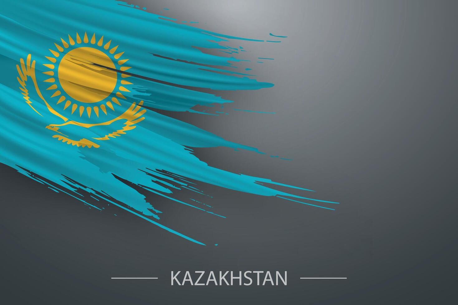 3d grunge escova acidente vascular encefálico bandeira do Cazaquistão vetor