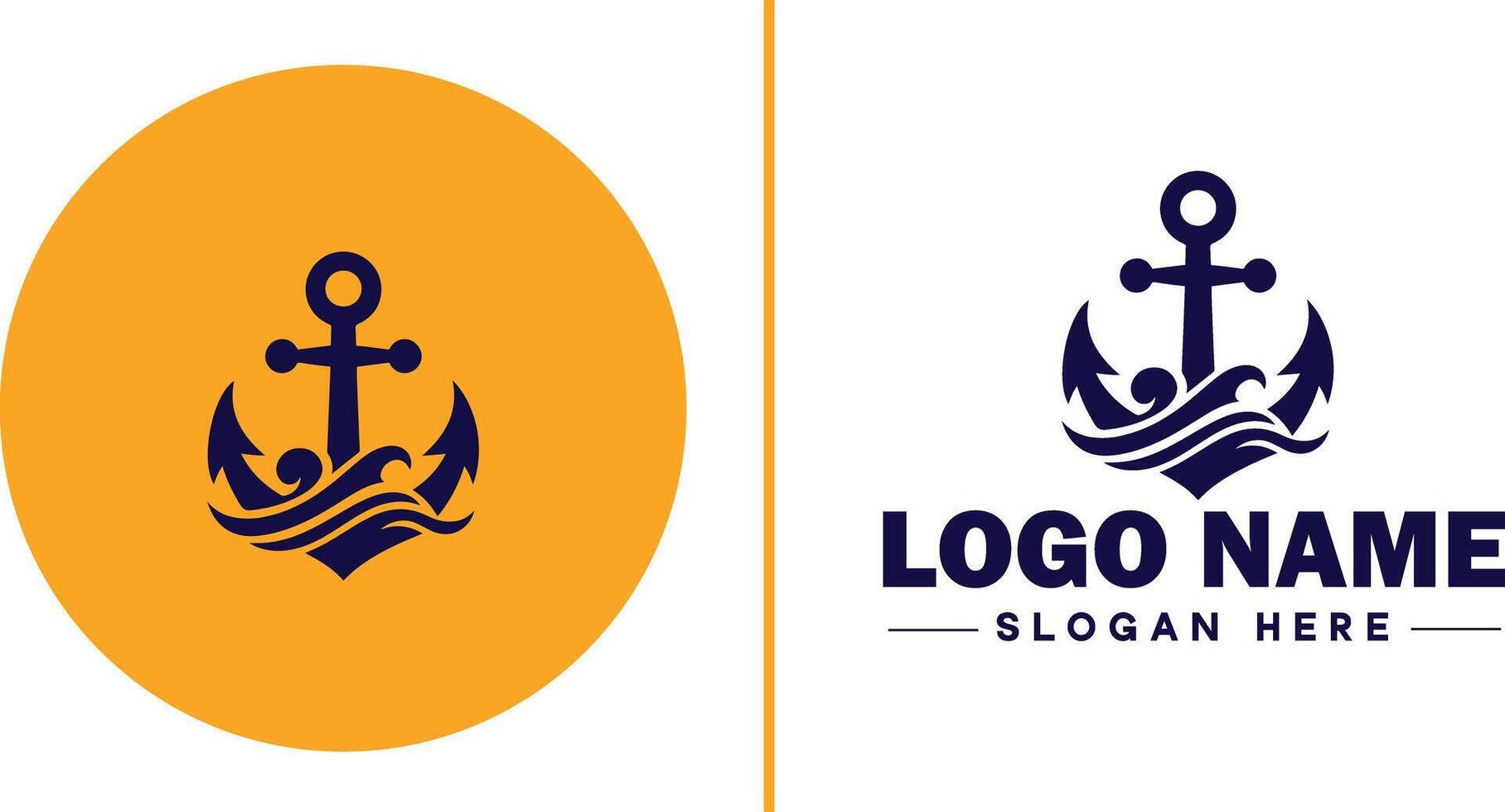 âncora logotipo ícone vetor para navio iate luxo marinho âncora ícone logotipo modelo