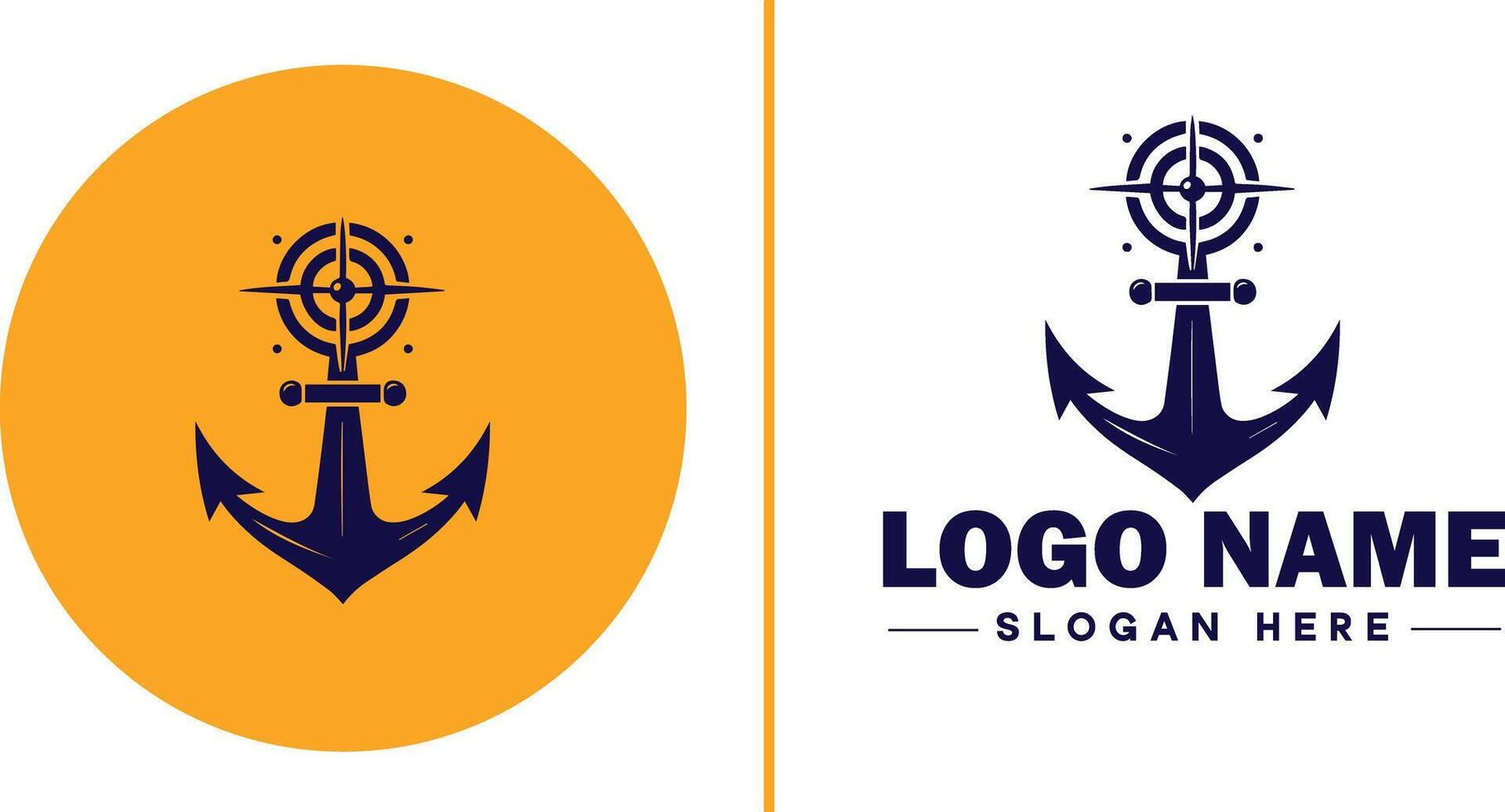 âncora logotipo ícone vetor para navio iate luxo marinho âncora ícone logotipo modelo