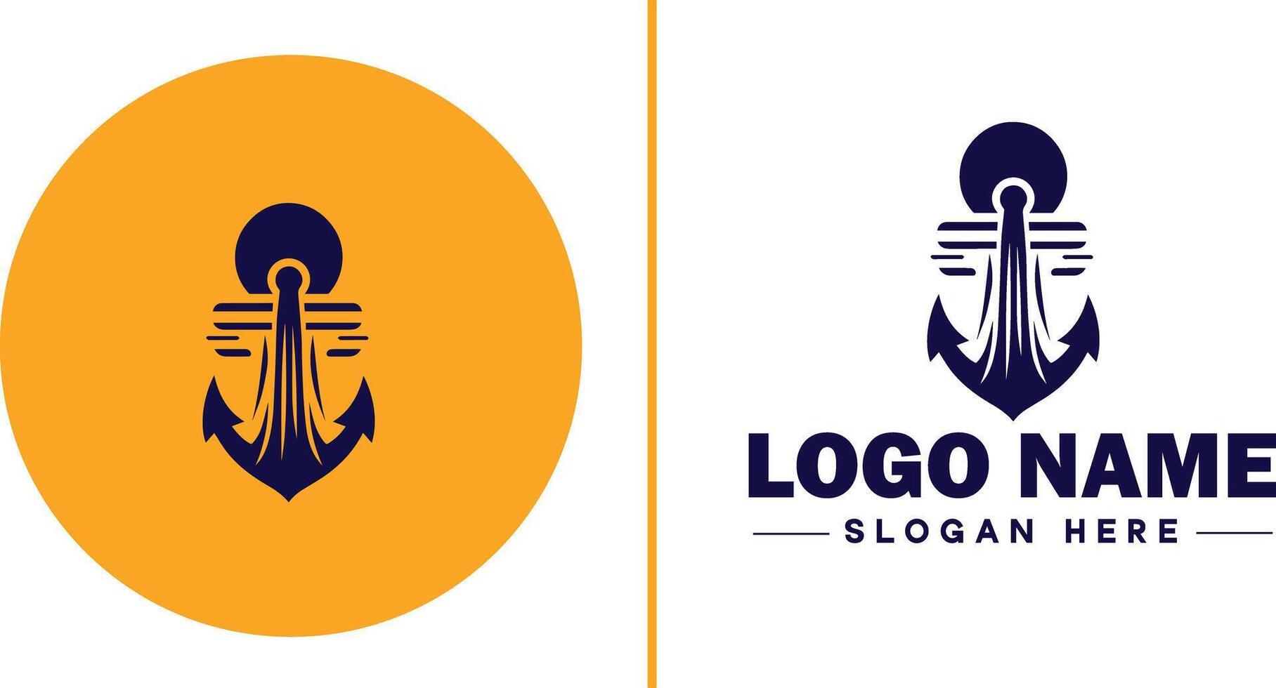 âncora logotipo ícone vetor para navio iate luxo marinho âncora ícone logotipo modelo