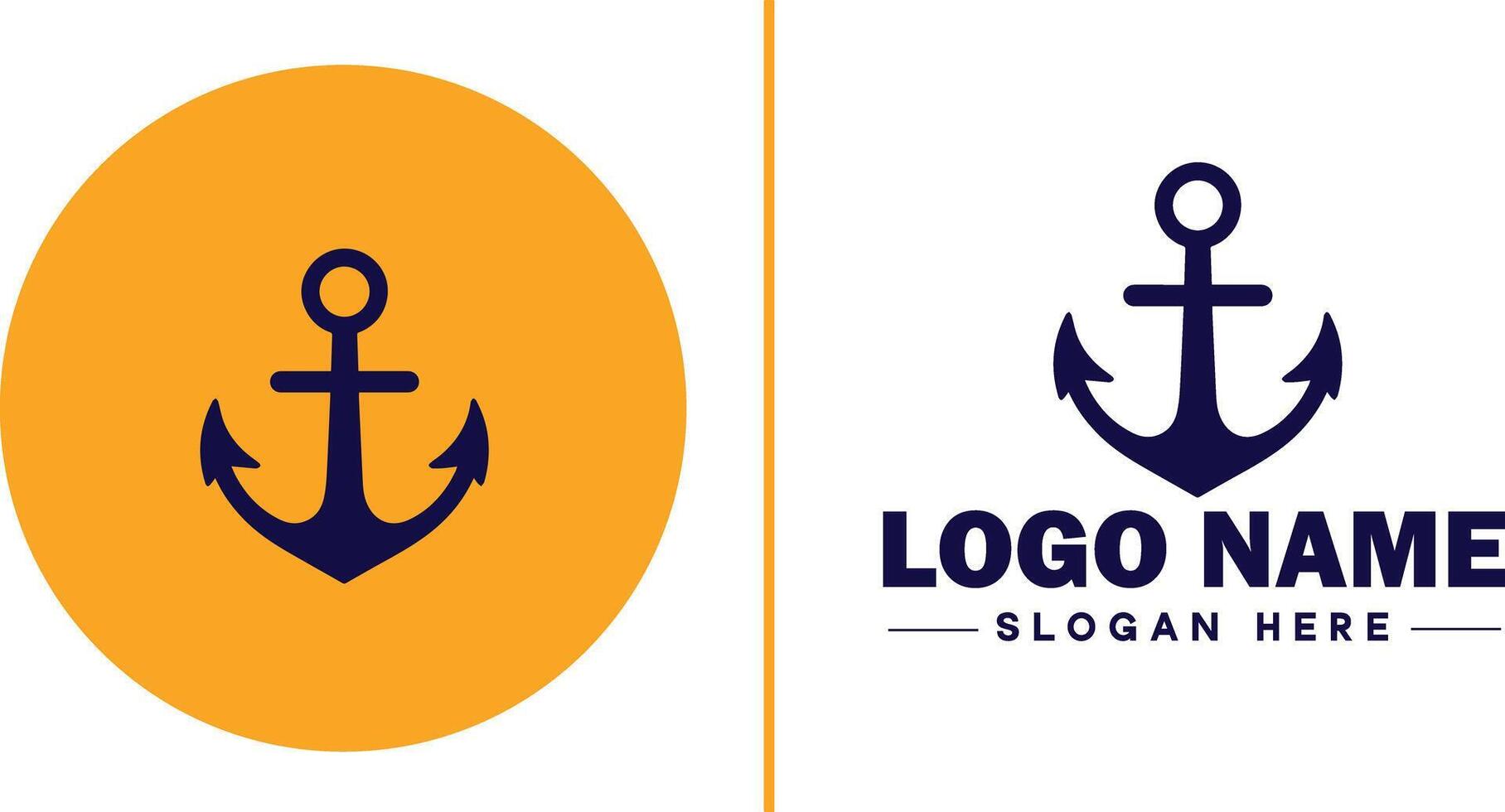 âncora logotipo ícone vetor para navio iate luxo marinho âncora ícone logotipo modelo