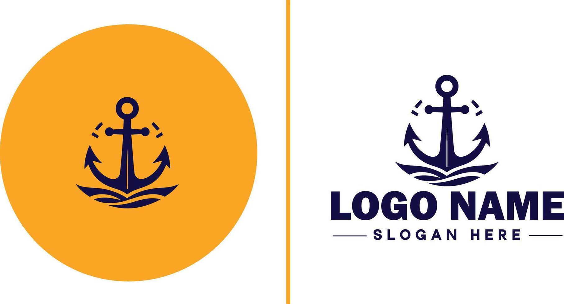 âncora logotipo ícone vetor para navio iate luxo marinho âncora ícone logotipo modelo