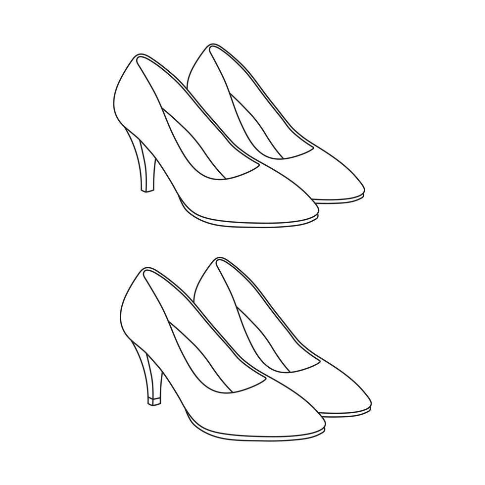 mão desenhado crianças desenhando desenho animado vetor ilustração mulheres sapatos ícone isolado em branco fundo