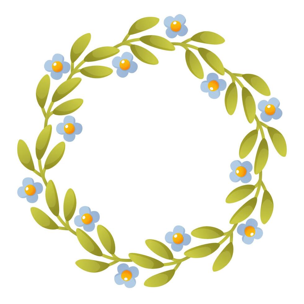 vetor floral guirlanda com verde folhas. lindo guirlanda modelo em branco fundo com esvaziar espaço para texto, Projeto para Casamento convites, cumprimento cartões, verão feriado panfletos, adesivos, etiquetas