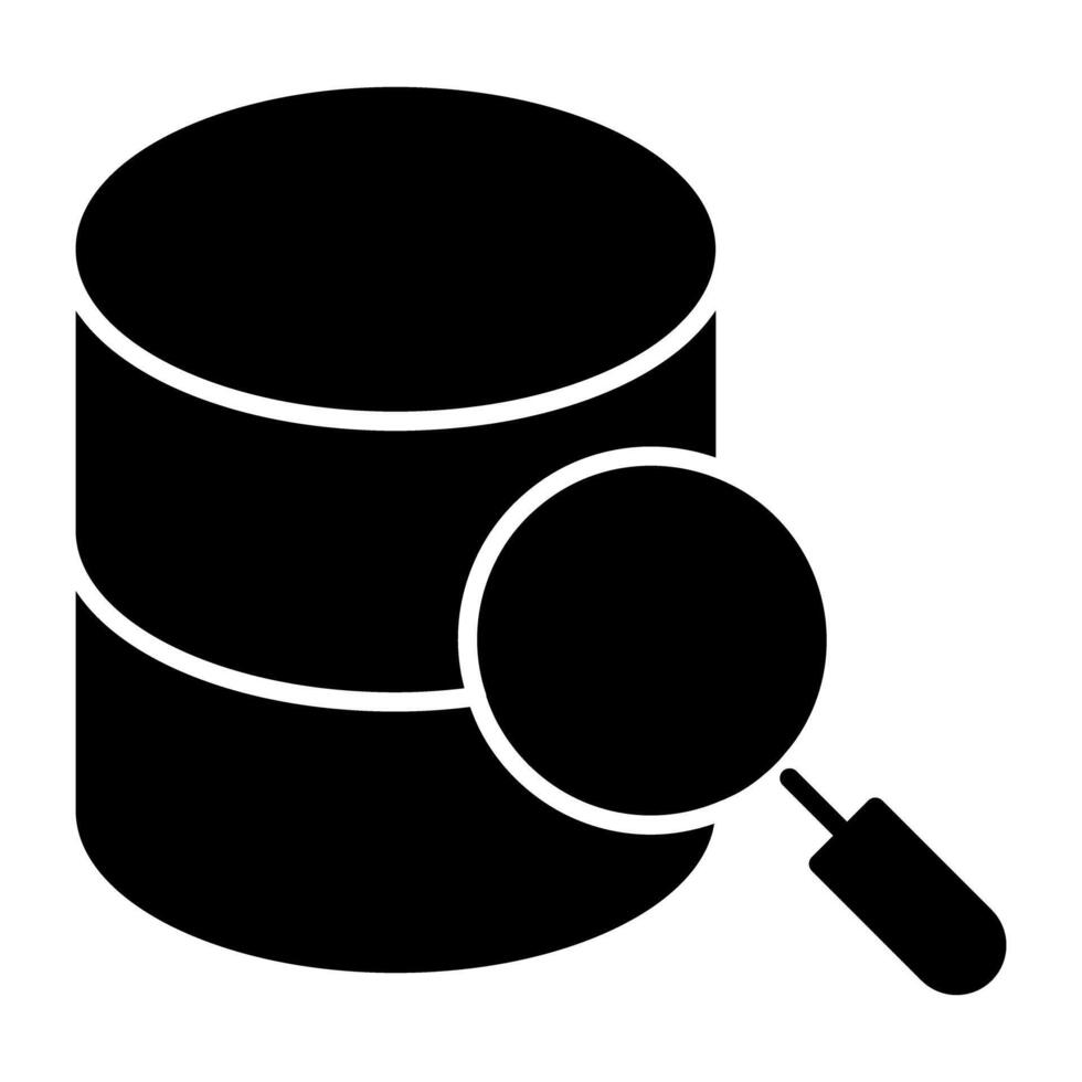 db debaixo ampliação vidro, ícone do procurar base de dados vetor