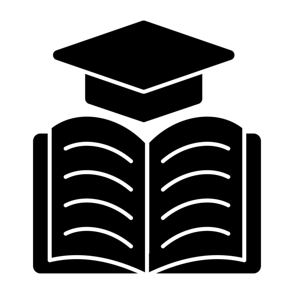 mortarboard com livreto, ícone do graduação vetor