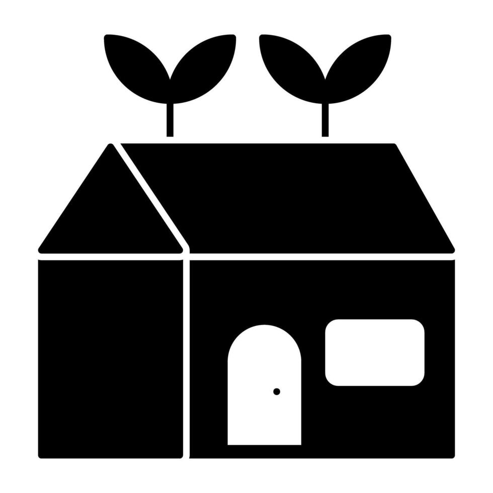 casa construção com folhas denotando conceito do eco casa vetor