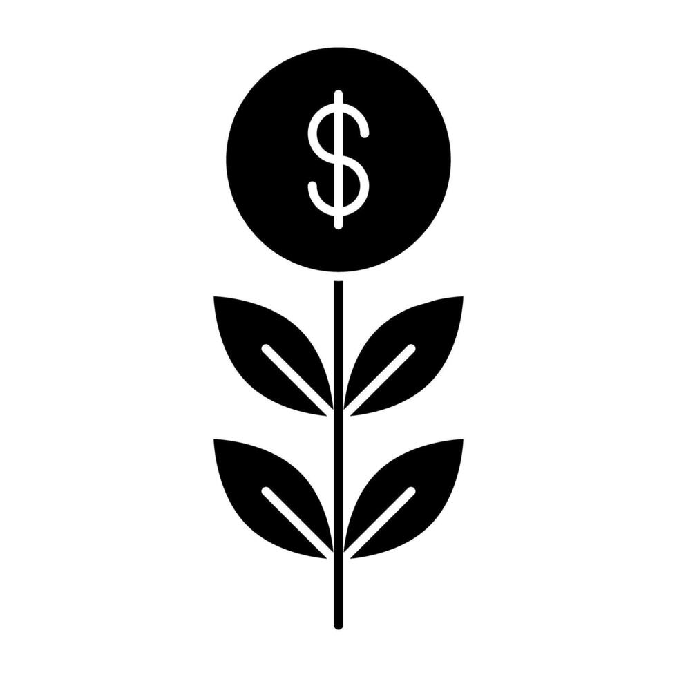 um ícone de design editável da planta do dólar vetor