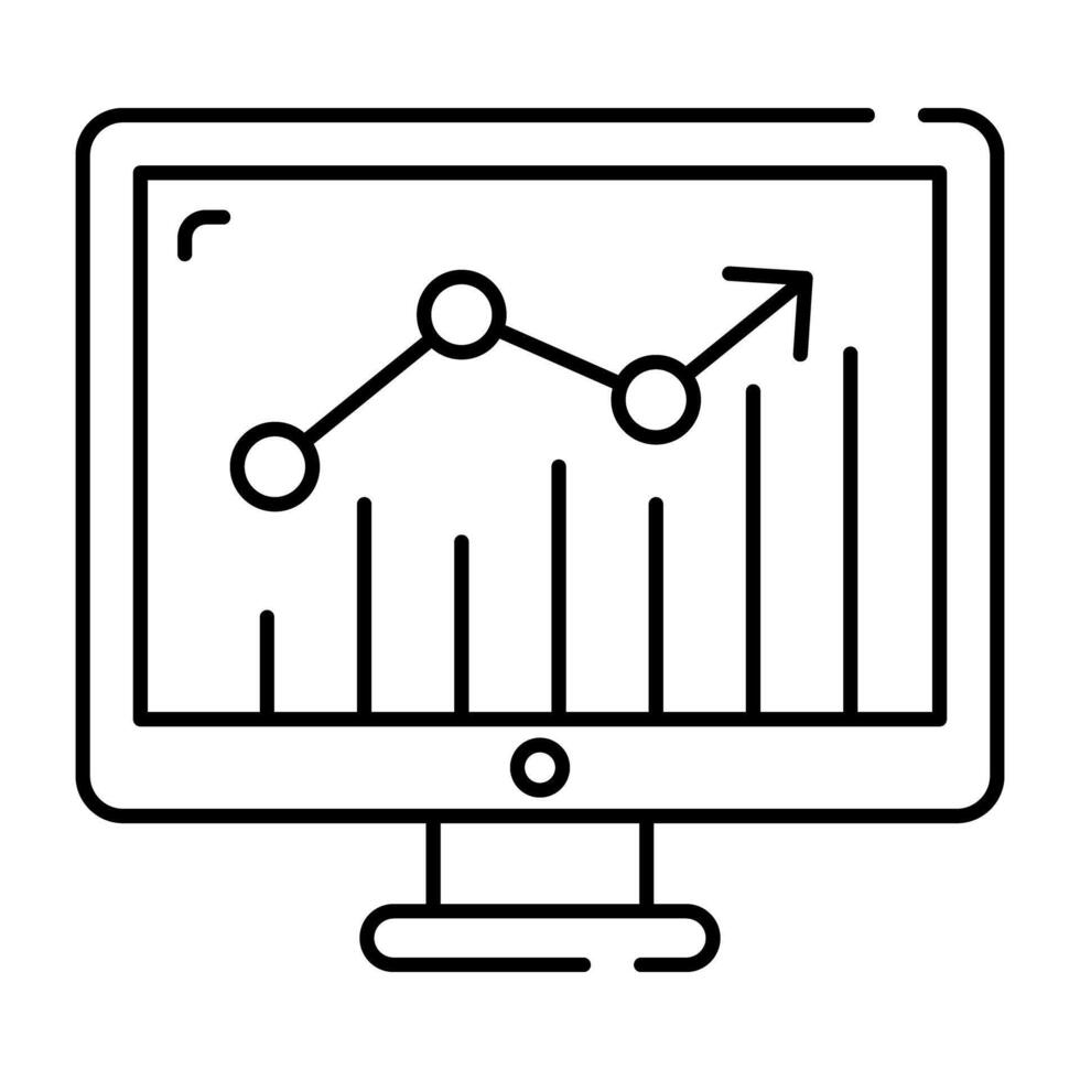 um ícone de design editável de análise de dados online vetor