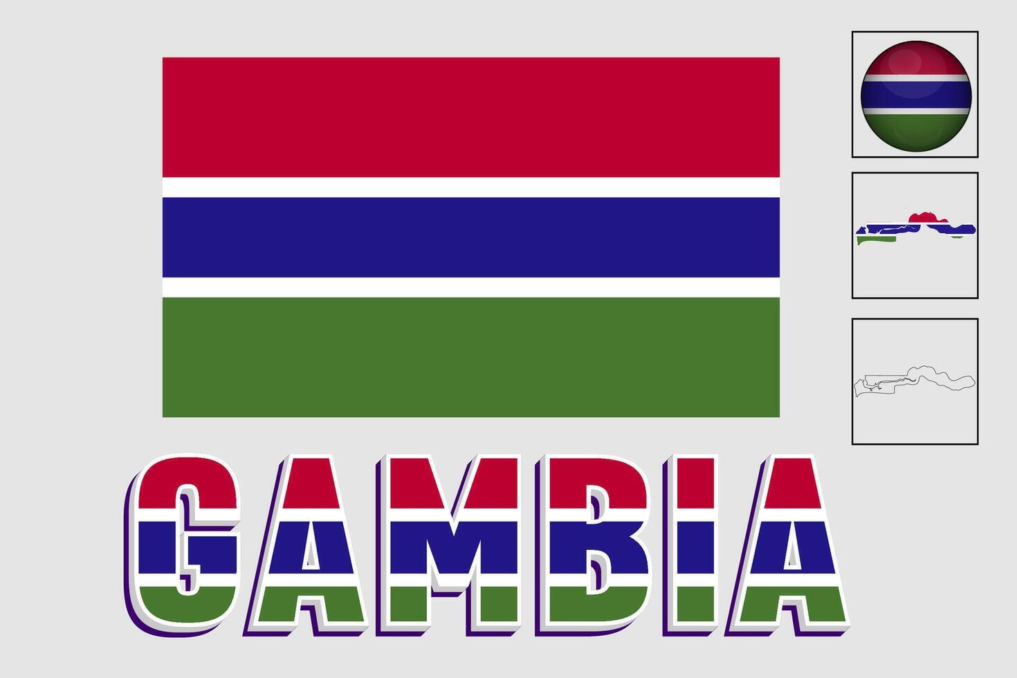 Gâmbia bandeira e mapa ilustração vetor