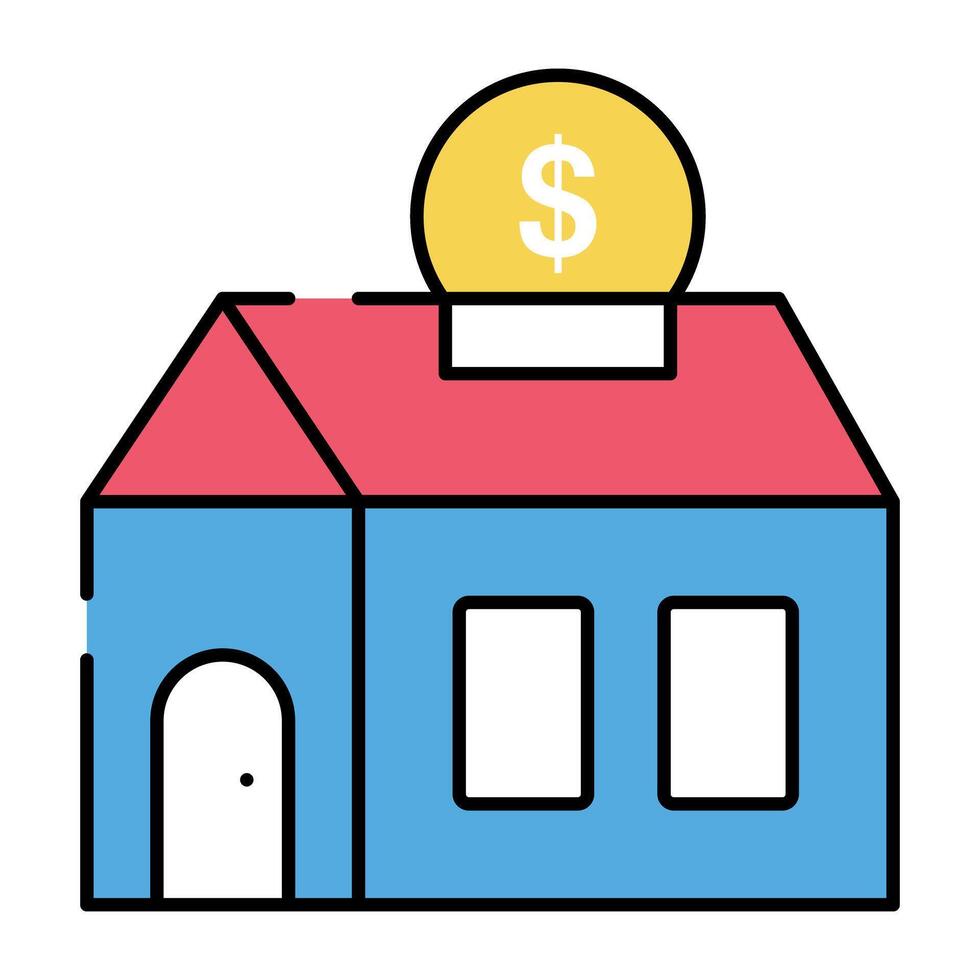 casa construção com dólar denotando conceito do caro casa vetor