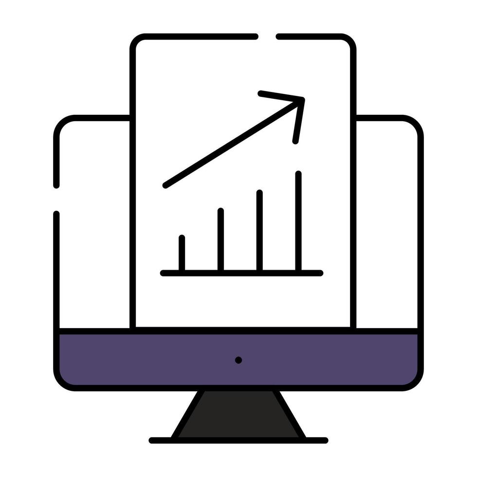 o negócio relatório dentro monitor mostrando crescimento gráfico ícone vetor