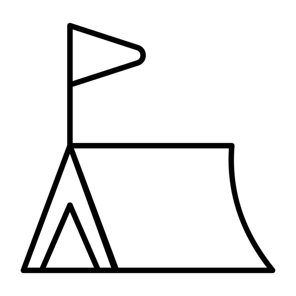 linear Projeto ícone do acampamento, ao ar livre alojamento vetor