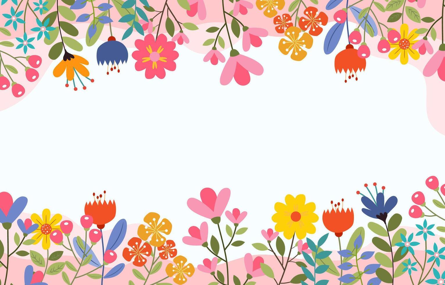 horizontal branco bandeira com flores Primavera botânico vetor