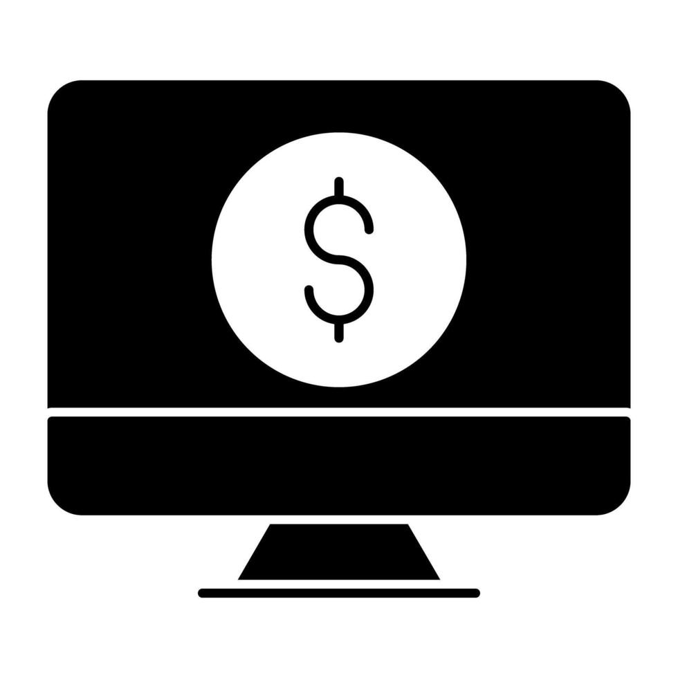 dólar moeda dentro monitor, ícone do conectados bancário vetor