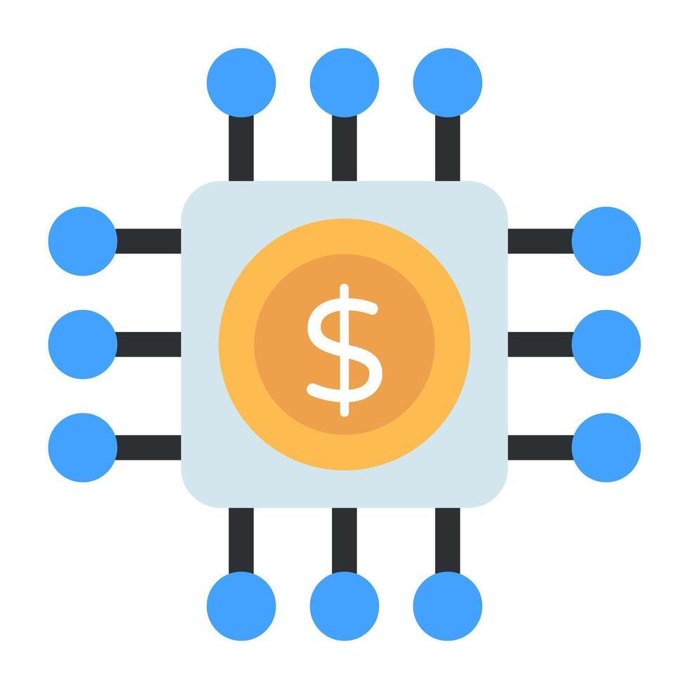 uma moderno tecnologia ícone do dinheiro lasca vetor