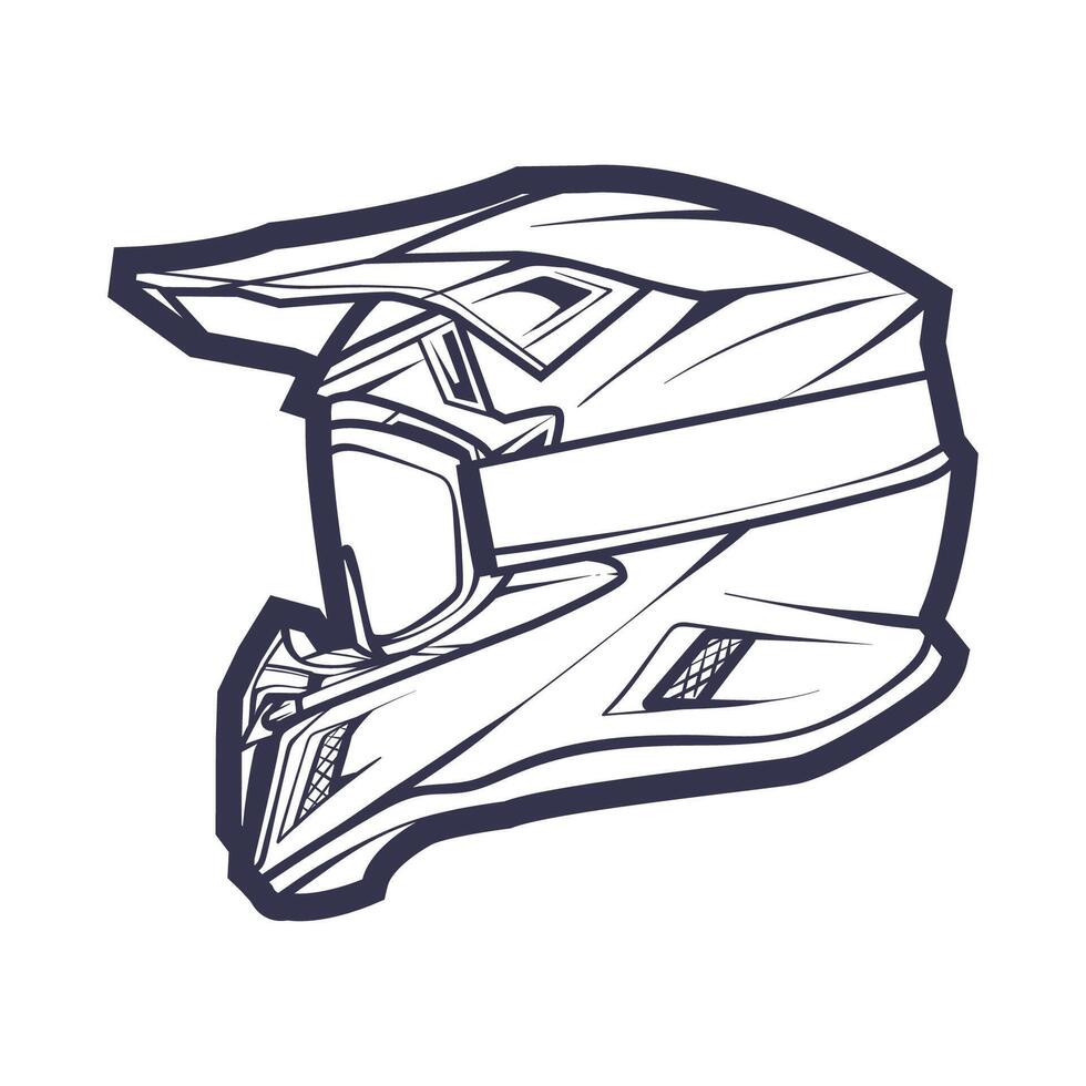 linha arte motocicleta capacete isolado em branco fundo vetor ilustração