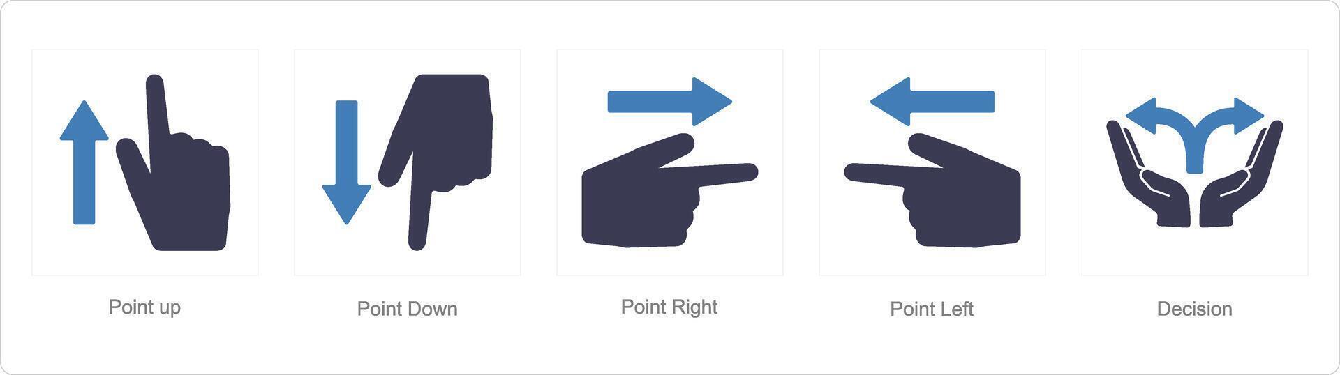 uma conjunto do 5 direção ícones Como ponto acima, ponto abaixo, ponto certo vetor