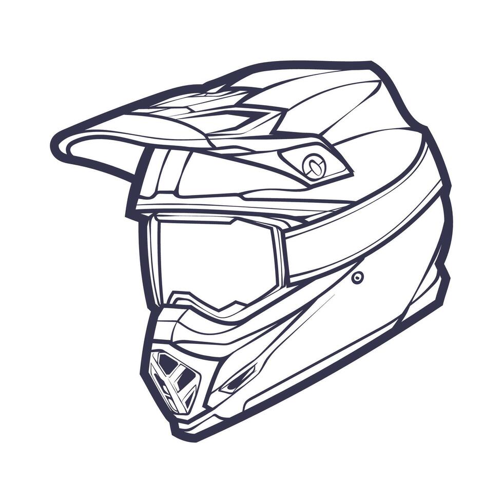 linha arte motocicleta capacete isolado em branco fundo vetor ilustração