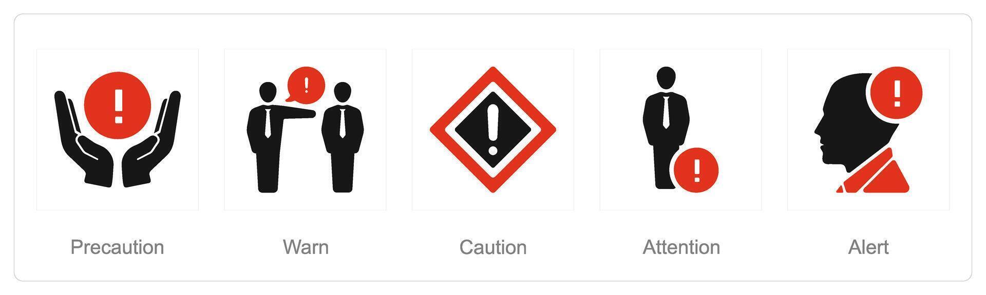 uma conjunto do 5 perigo Perigo ícones Como precaução, avisar, Cuidado vetor