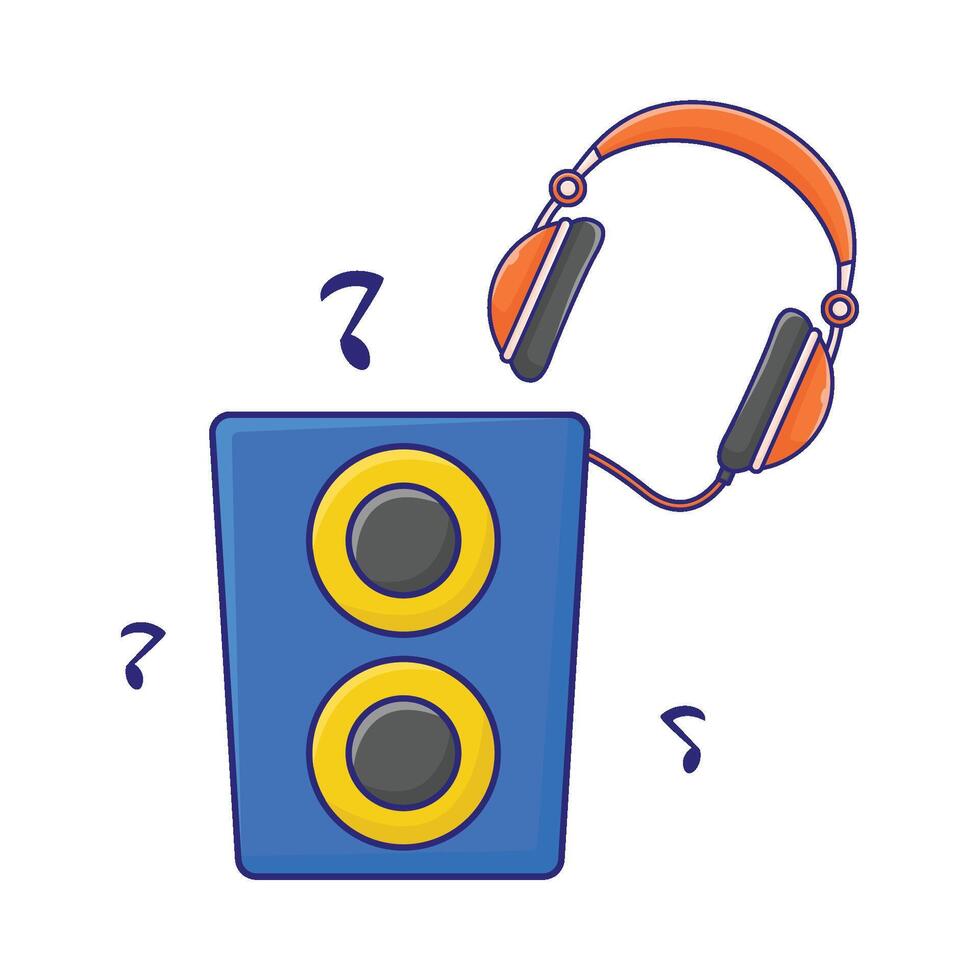 ilustração do fone de ouvido com música alto falante vetor