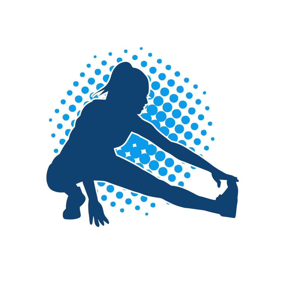silhueta do uma fino desportivo mulher fazendo pilates exercício. silhueta do uma desportivo fêmea fazendo fisica exercício. vetor