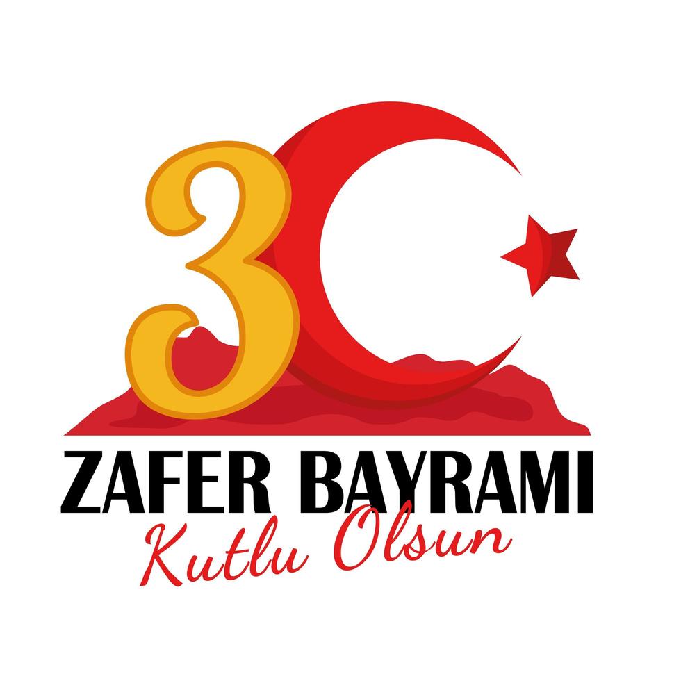 zafer bayrami com lua e estrela vetor