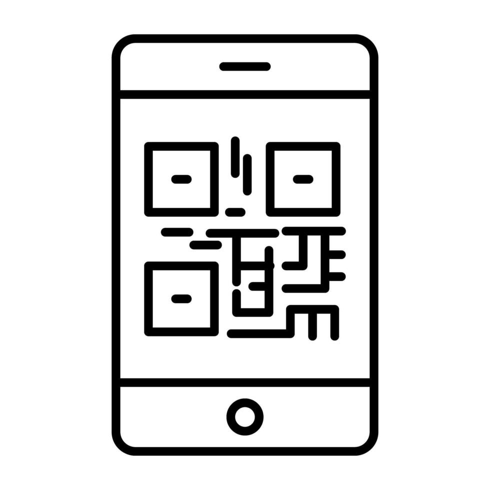 qr código dentro Smartphone, linear Projeto do Móvel código de barras vetor