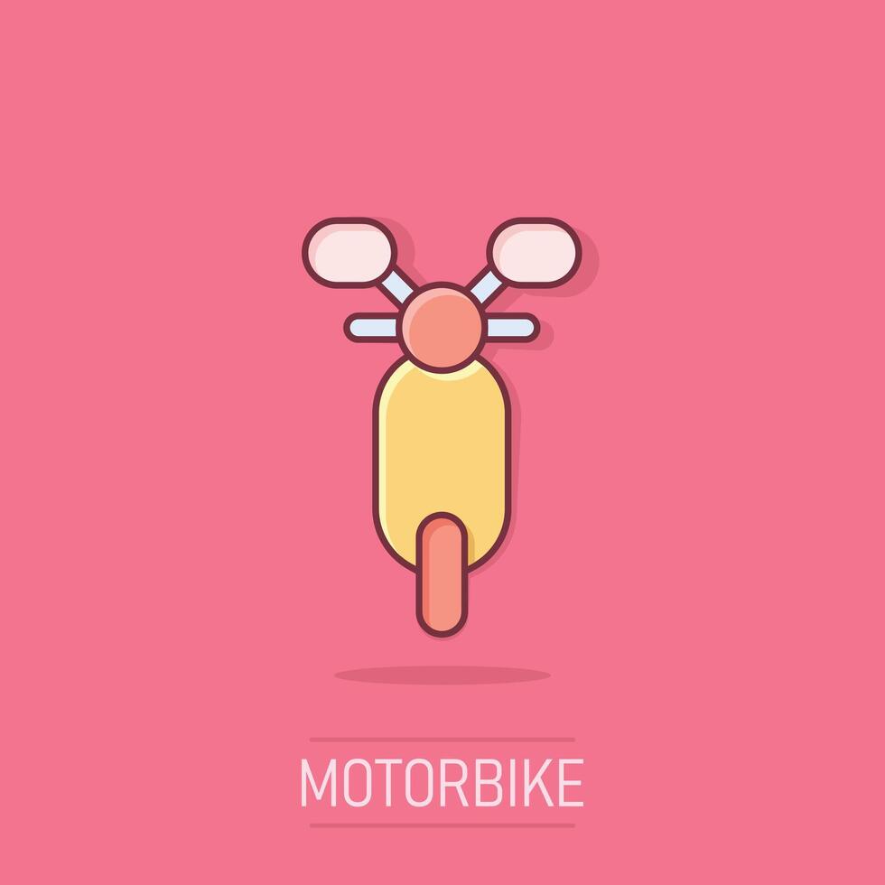 moto ícone dentro quadrinho estilo. lambreta desenho animado vetor ilustração em isolado fundo. ciclomotor veículo respingo efeito o negócio conceito.