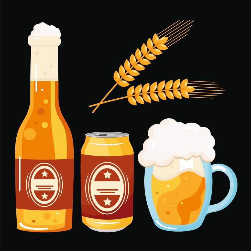 conjunto de ícones de cerveja vetor