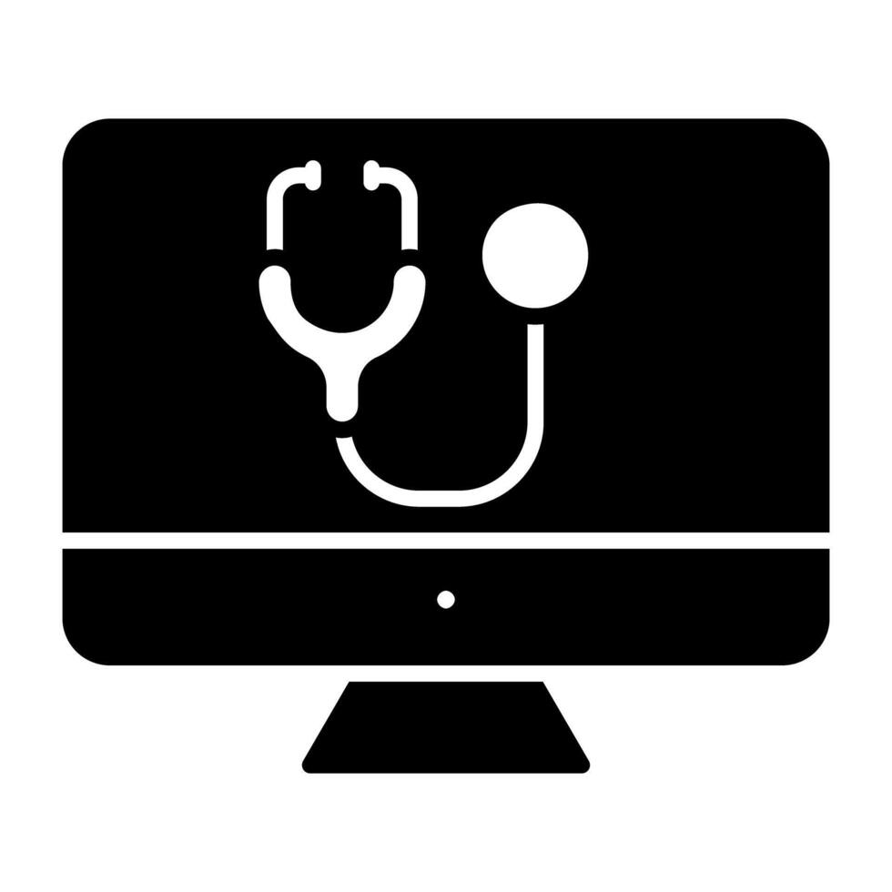 médico placa dentro monitor denotando conceito do conectados cuidados de saúde vetor