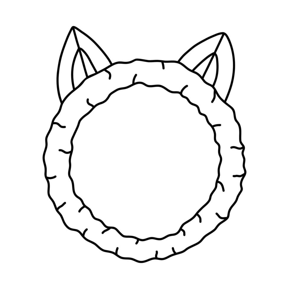 fofa fofo arco de cabelo com gato orelhas para levando banho, banho. na moda desenho animado cabelo aro com gatinha orelhas para pele Cuidado e face tratamento. simples engraçado rabisco com mão desenhado esboço isolado em branco vetor