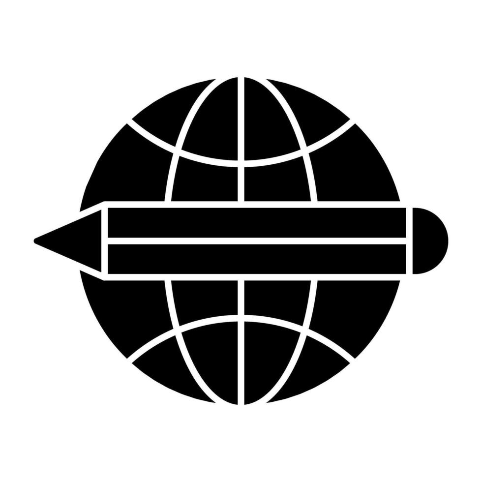 uma sólido Projeto ícone do global escrevendo vetor