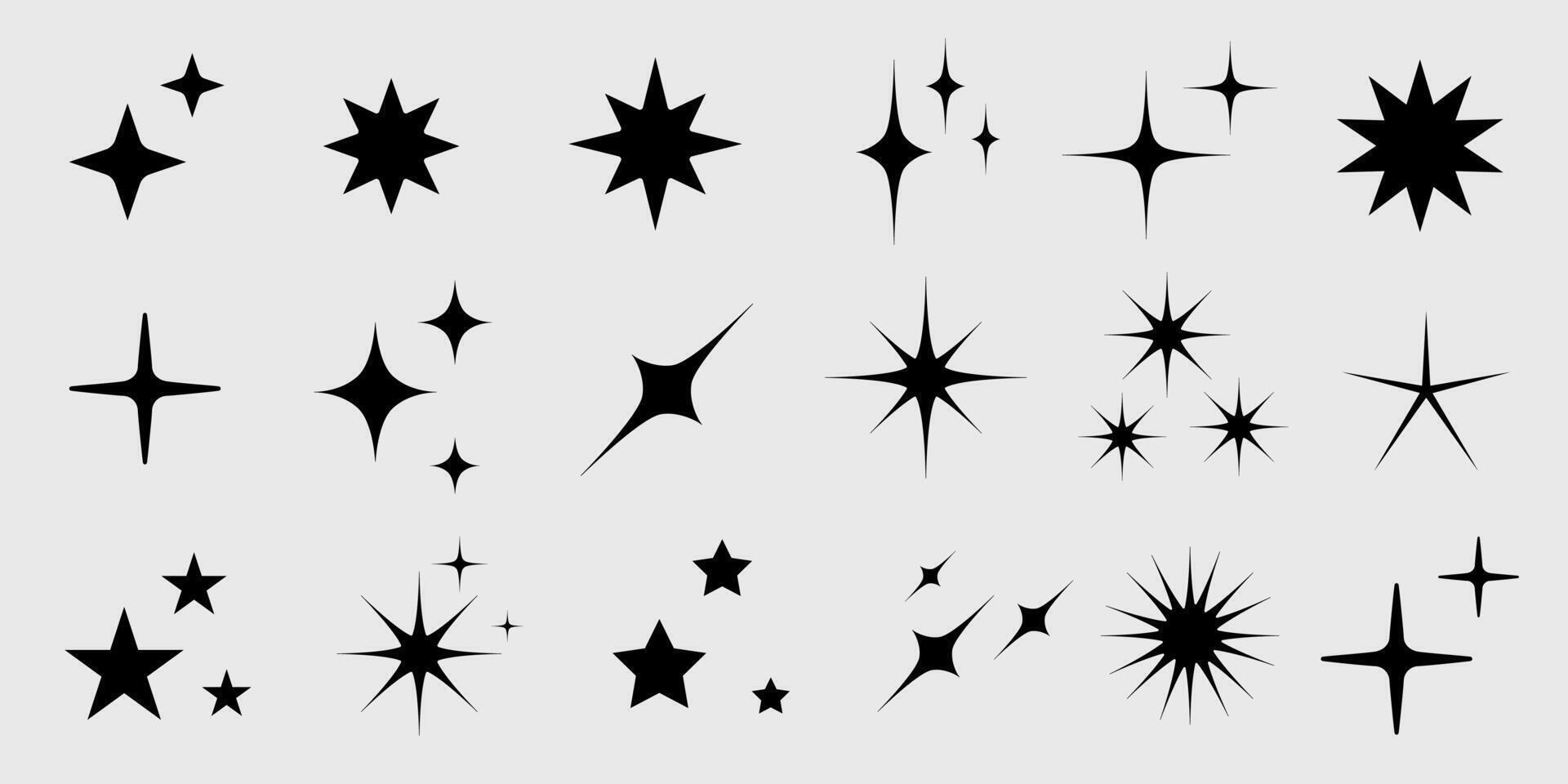 brilhar ícones definir. cintilação estrelas coleção. brilho Estrela ícones. efeito brilhar, brilho, cintilante e limpar. Estrela brilhar ícone. vetor ilustração.