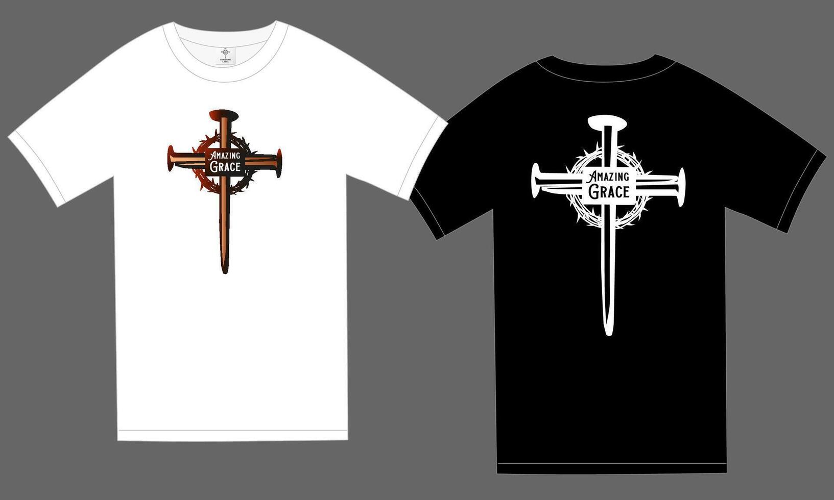 t camisa gráfico, branco e Preto conceito. cristão vestuário Projeto com Jesus Cruz vetor logotipo.