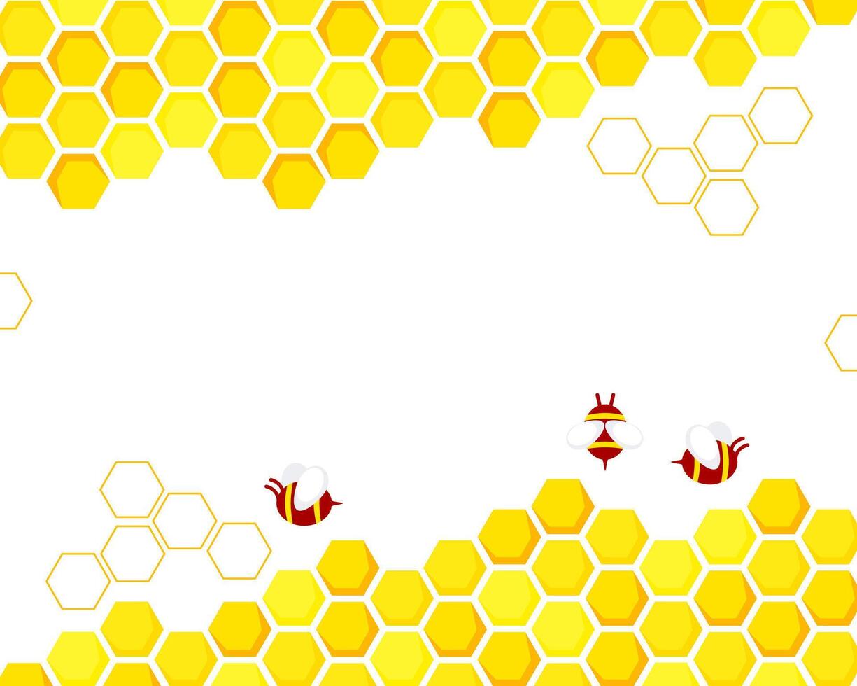 colméia favo de mel com abelha em branco fundo. vetor ilustração