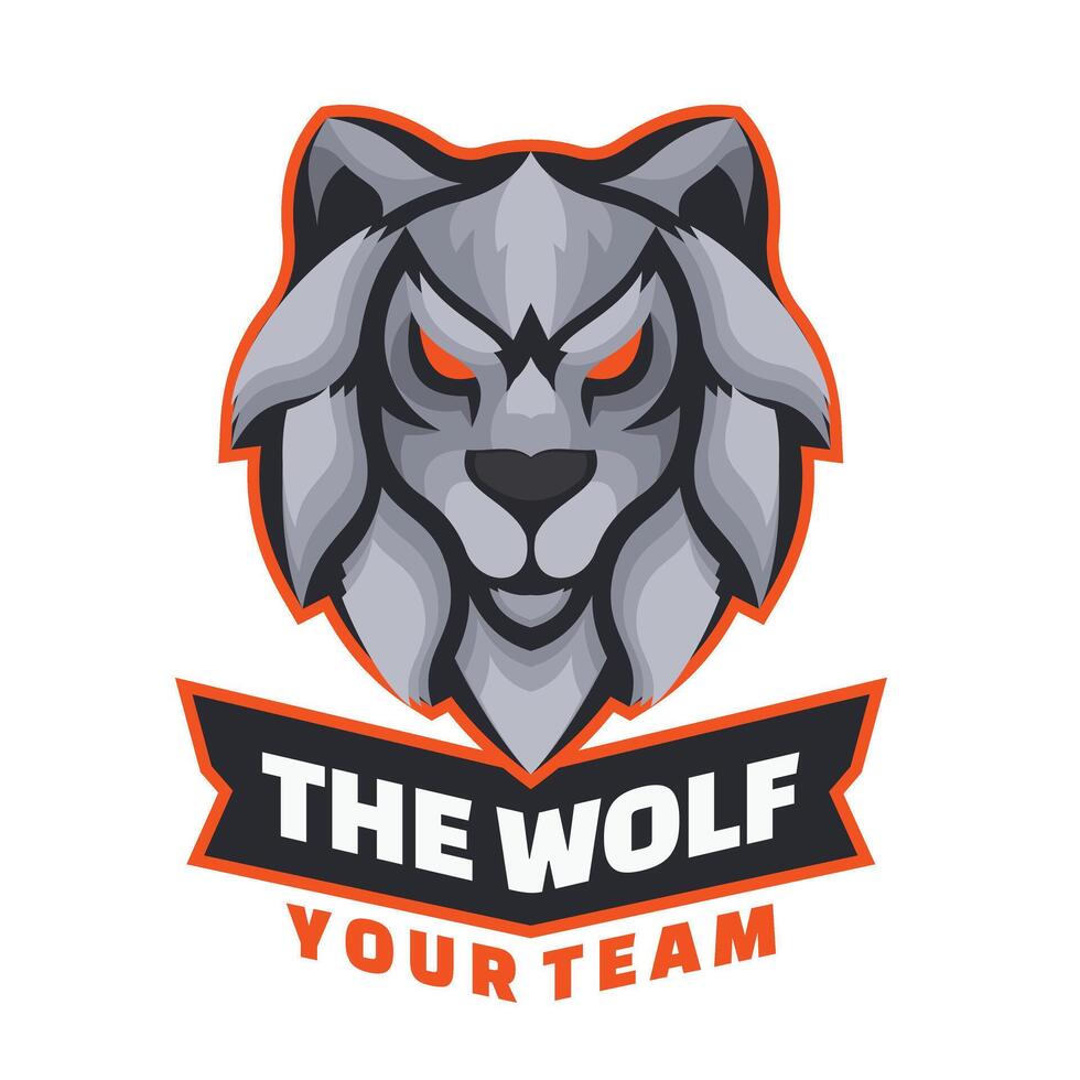 Lobo cabeça personagem esport logotipo vetor