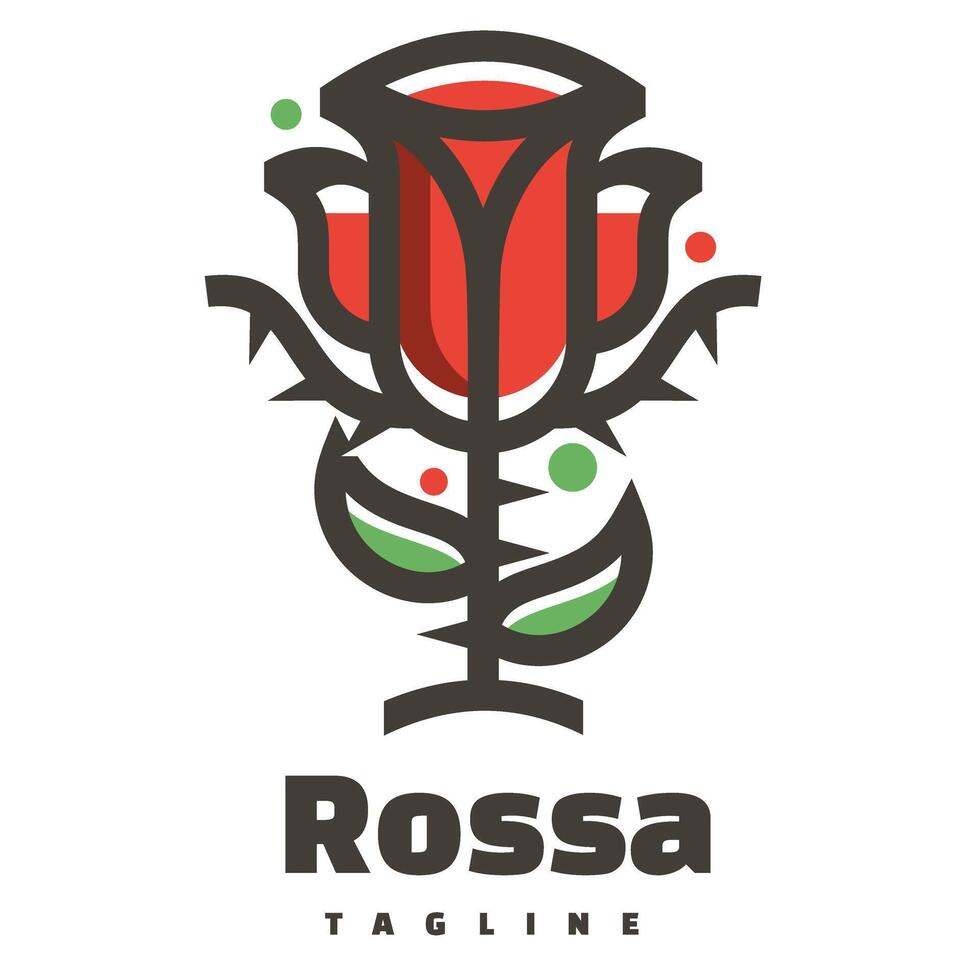 rosa flores mascote logotipo vetor